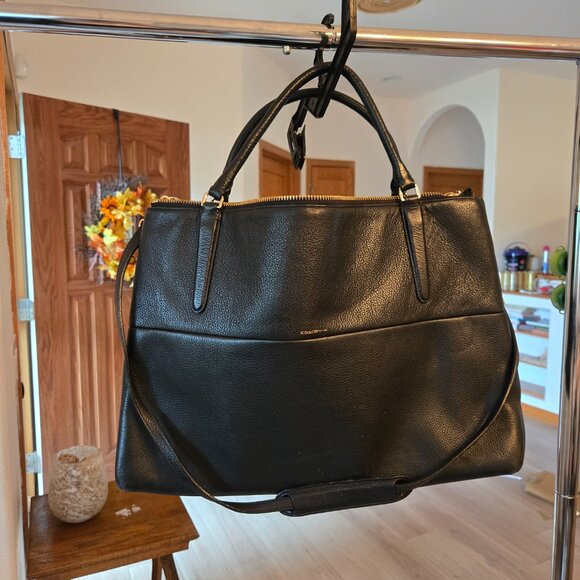 Spacious Coach NYC Borough Bag In Pebbled Black Leather - Ships next day - Picture 2 of 16